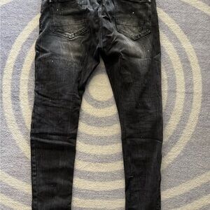 Zara Black denim Slim fit  Jeans with Distressed Details
